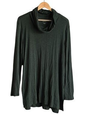 J.Jill Womens Cowl Neck Tunic Olive Green Pima Cotton Size Medium
